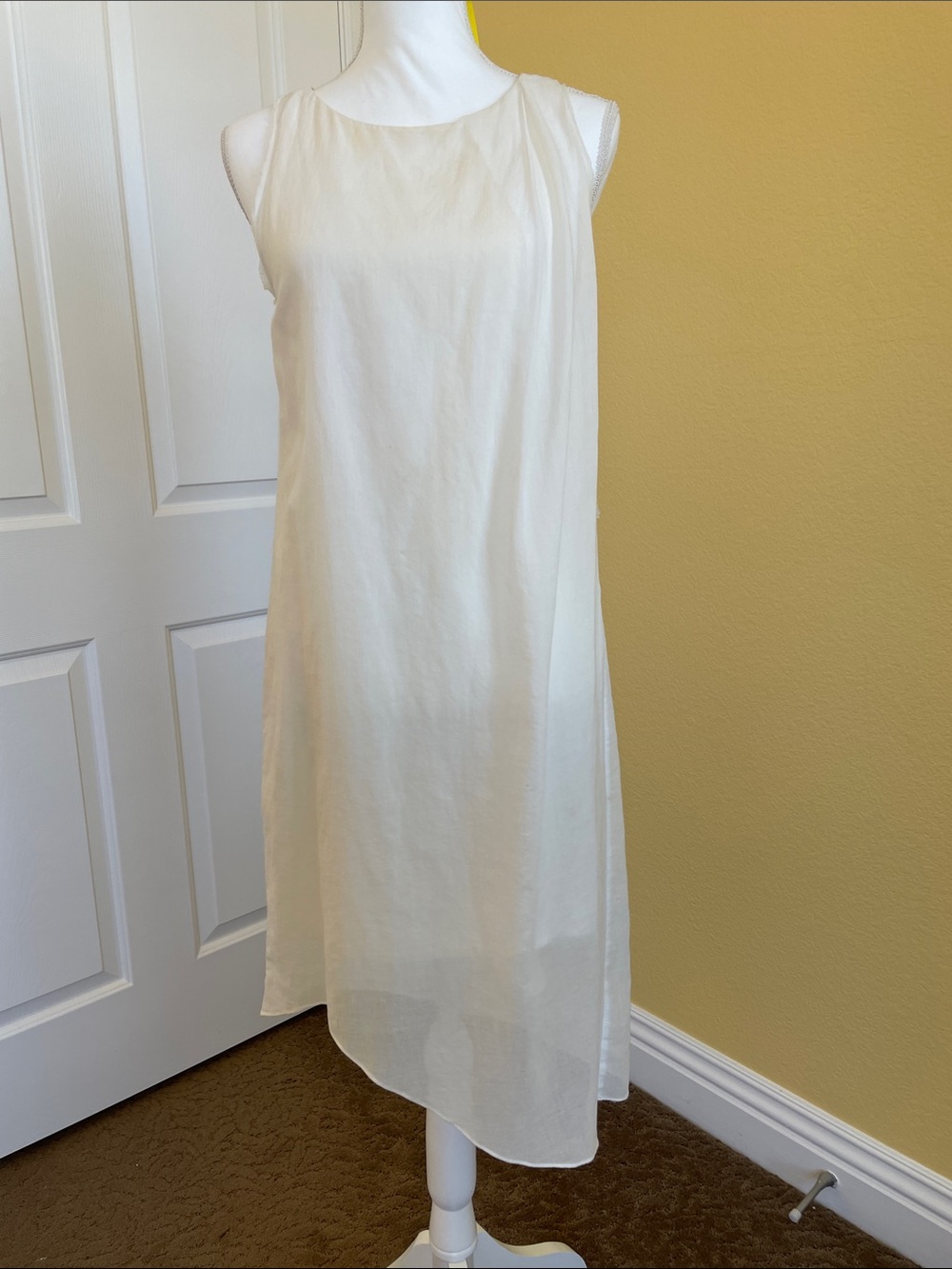 Helmut Lang Cream cotton & silk Asymmetrical Sleeveless Dress